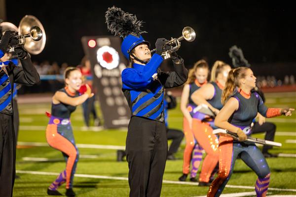 Page High band members march